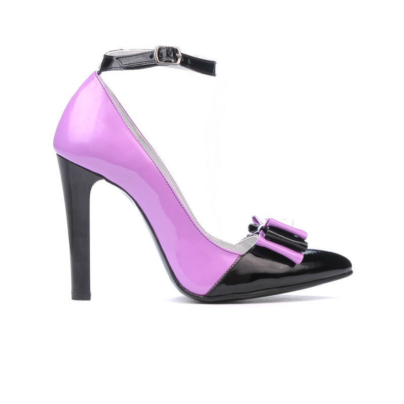 Zapatos elegantes para mujer 1264 charol morado+negro