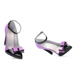 Zapatos elegantes para mujer 1264 charol morado+negro