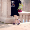 Zapatos elegantes para mujer 1264 charol morado+negro