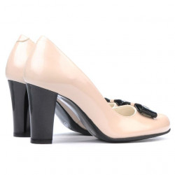 Zapatos elegantes mujer 1245 charol marfil+negro