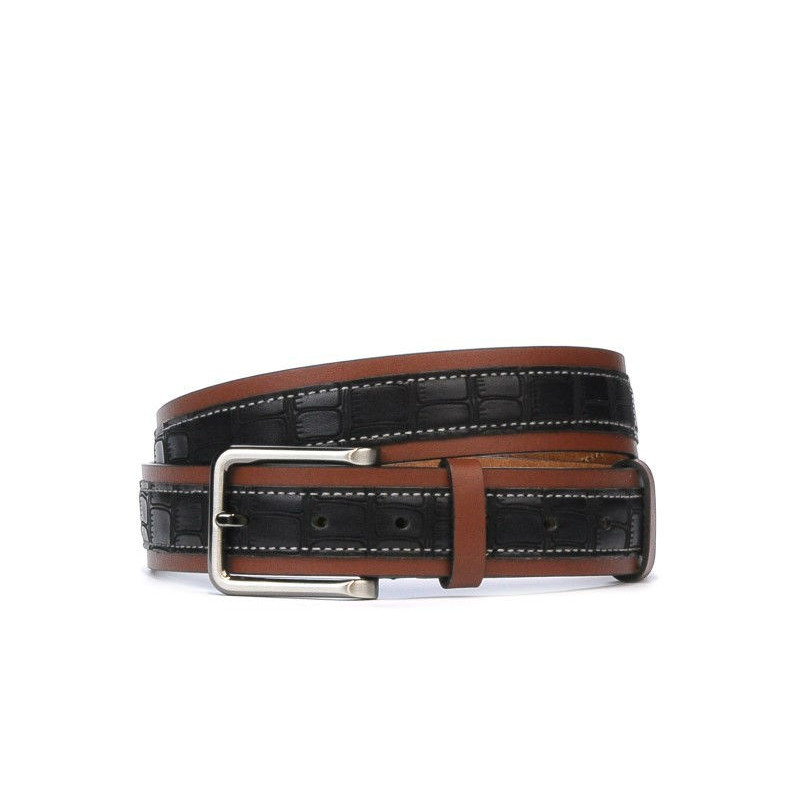Cinturón hombre 18b croco negro+marrón