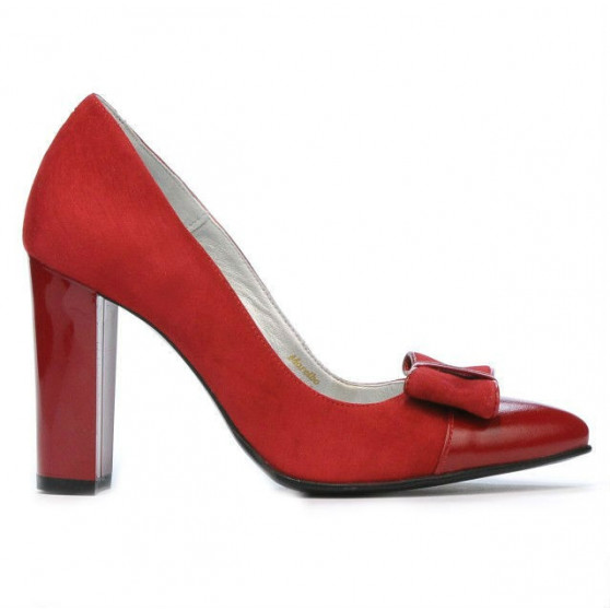 Zapatos elegantes de mujer 1262 rojo antilopa combinado