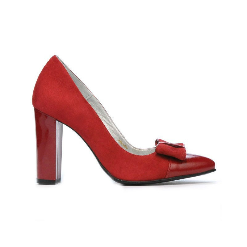 Zapatos elegantes de mujer 1262 rojo antilopa combinado