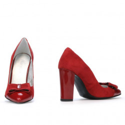 Zapatos elegantes de mujer 1262 rojo antilopa combinado
