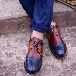 Zapatos casuales/elegantes para hombres 874 índigo+marrón