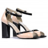 Sandalias para mujer 1266 charol marfil+negro