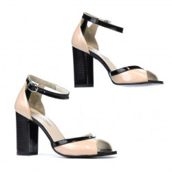Sandalias para mujer 1266 charol marfil+negro