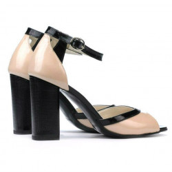 Sandalias para mujer 1266 charol marfil+negro
