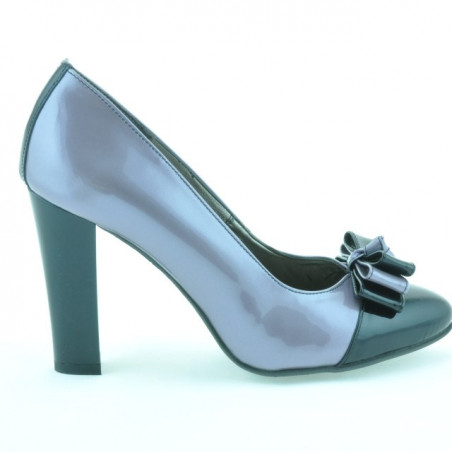 Zapatos elegantes de mujer 1226 charol morado claro + negro