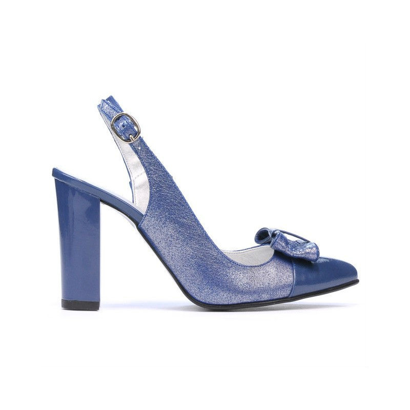Sandalias de mujer 1267 charol azul combinado