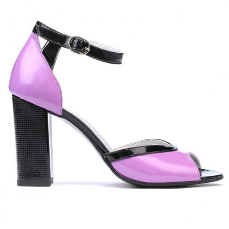 Sandalias de mujer 1266 charol púrpura+negro