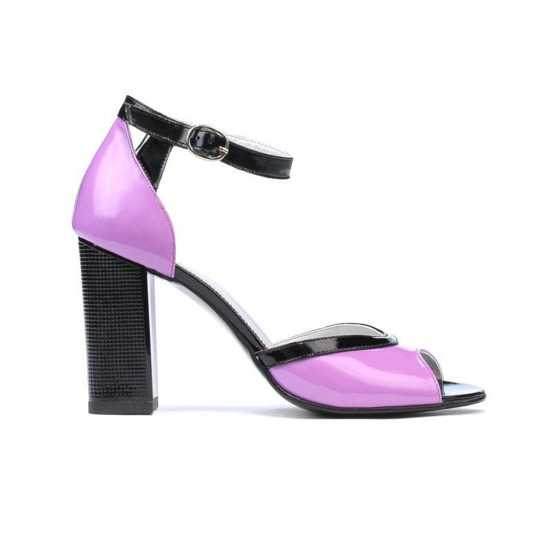 Sandalias de mujer 1266 charol púrpura+negro