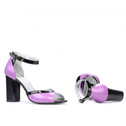 Sandalias de mujer 1266 charol púrpura+negro