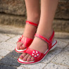 Sandalias para niños 524 charol rojo coral