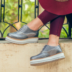Zapatos casuales de mujer 683-1 gris nacarado combinado