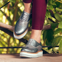 Zapatos casuales de mujer 683-1 gris nacarado combinado