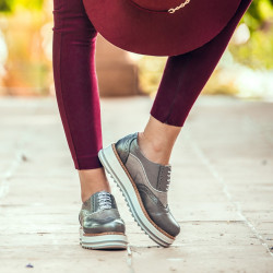 Zapatos casuales de mujer 683-1 gris nacarado combinado