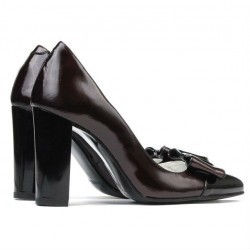Zapatos elegantes de mujer 1262 charol burdeos satinado + charol negro