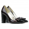 Zapatos elegantes de mujer 1262 charol burdeos satinado + charol negro