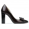 Zapatos elegantes de mujer 1262 charol burdeos satinado + charol negro