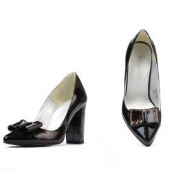 Zapatos elegantes de mujer 1262 charol burdeos satinado + charol negro