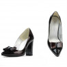 Zapatos elegantes de mujer 1262 charol burdeos satinado + charol negro
