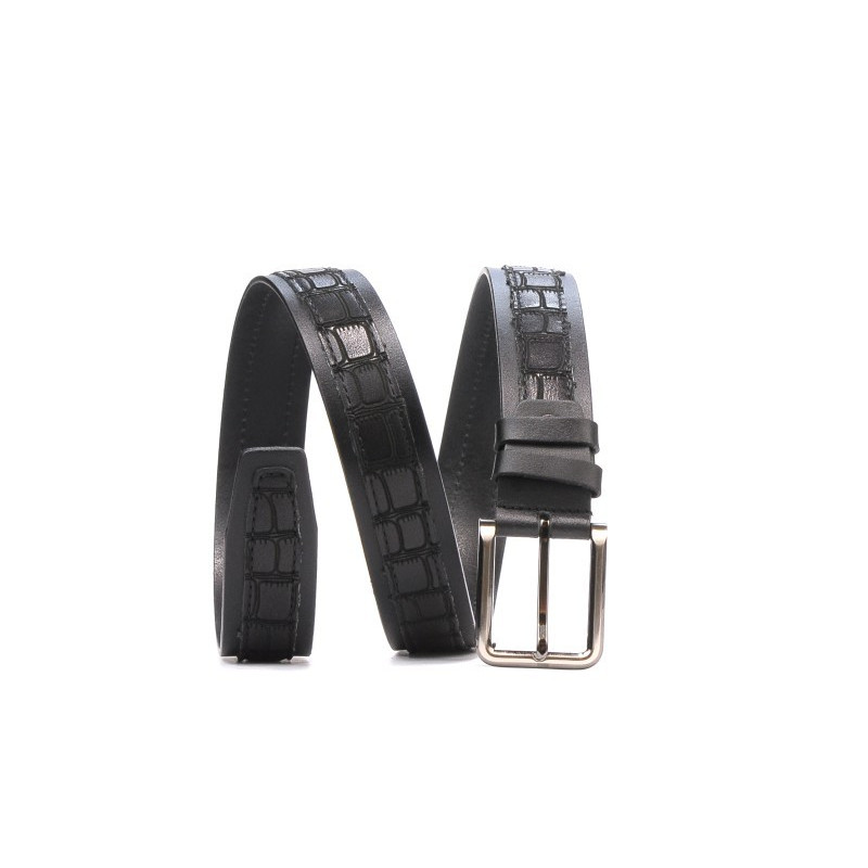 Cinturón hombre 18b negro+croco negro