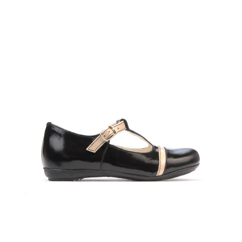 Zapatos para niños pequeños 62c charol negro+beige