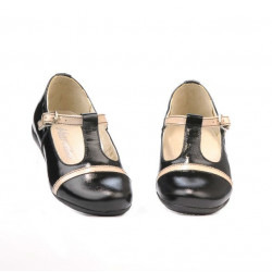 Zapatos para niños pequeños 62c charol negro+beige