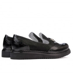 Zapatos casuales de mujer 659 charol negro combinado