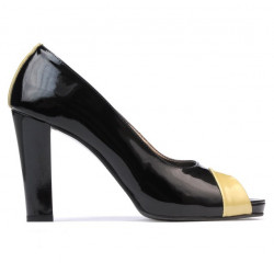 Sandalias mujer 1219 charol negro+beige