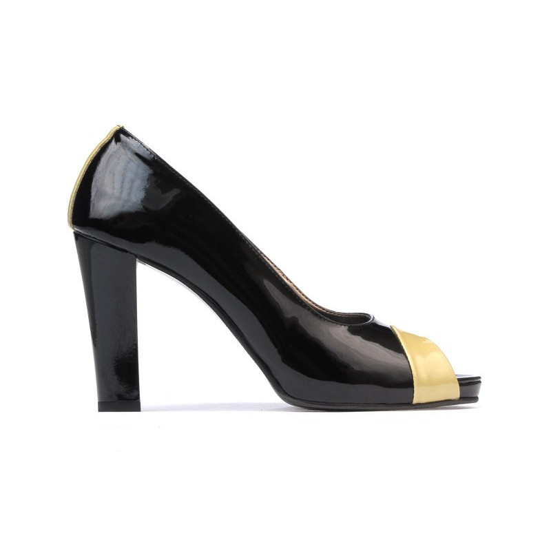 Sandalias mujer 1219 charol negro+beige