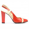Sandalias mujer 1220 charol rojo coral+beige