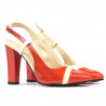 Sandalias mujer 1220 charol rojo coral+beige