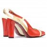 Sandalias mujer 1220 charol rojo coral+beige