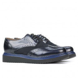 Zapatos casuales de mujer 663-1 charol índigo combinado