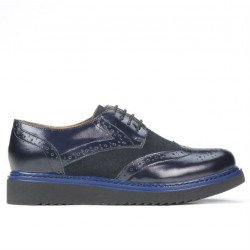 Zapatos casuales de mujer 663-1 charol índigo combinado