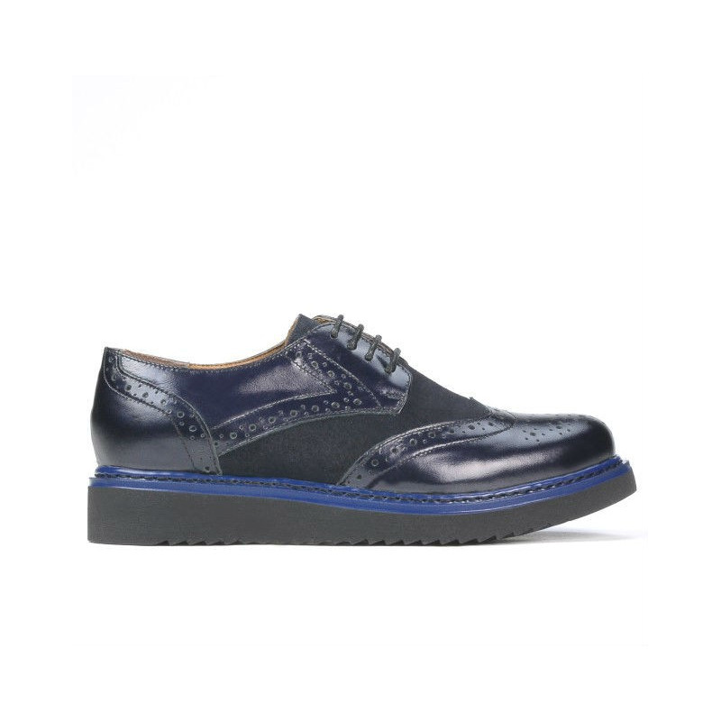 Zapatos casuales de mujer 663-1 charol índigo combinado