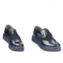Zapatos casuales de mujer 663-1 charol índigo combinado