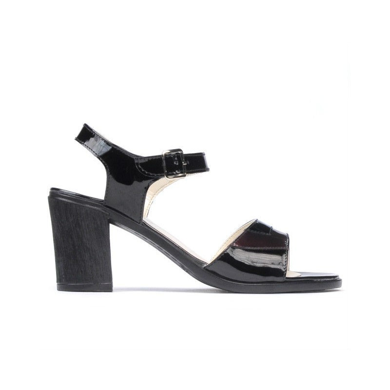 Sandalias mujer 5042 charol negro+burdeos