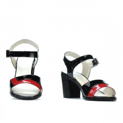 Sandalias de mujer 5042 charol negro+rojo