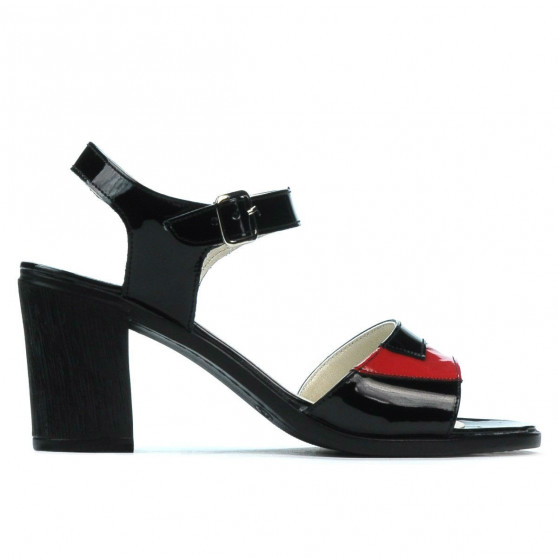 Sandalias de mujer 5042 charol negro+rojo