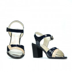 Sandalias de mujer 5042 charol índigo+beige