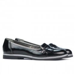 Zapatos casuales de mujer 699 charol negro combinado