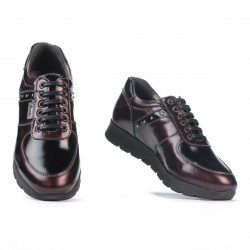 Zapatillas deportivas mujer 6003 charol burdeos combinado