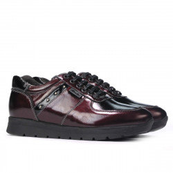 Zapatillas deportivas mujer 6003 charol burdeos combinado