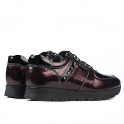 Zapatillas deportivas mujer 6003 charol burdeos combinado