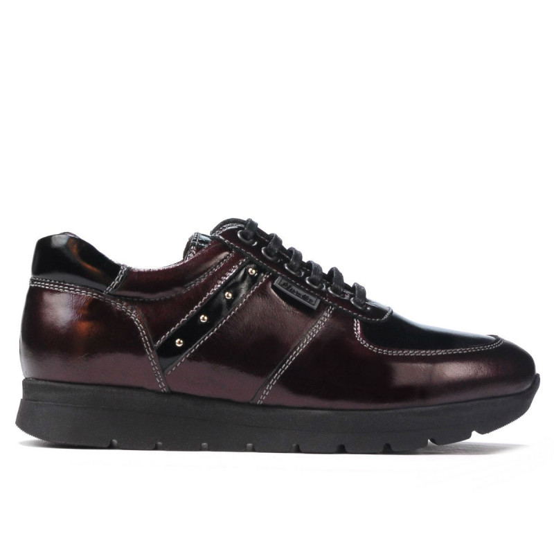 Zapatillas deportivas mujer 6003 charol burdeos combinado