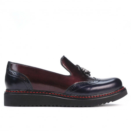 Zapatos casuales de mujer 659 charol índigo+bordo