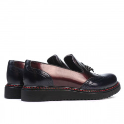 Zapatos casuales de mujer 659 charol índigo+bordo